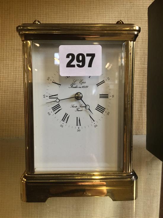 French gilt brass carriage clock